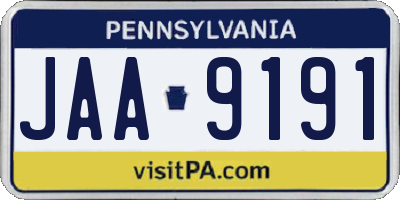 PA license plate JAA9191