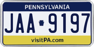 PA license plate JAA9197