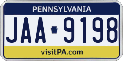 PA license plate JAA9198