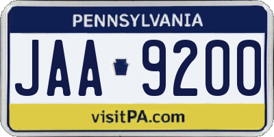 PA license plate JAA9200