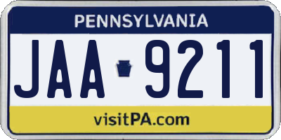 PA license plate JAA9211