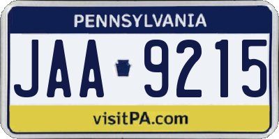 PA license plate JAA9215