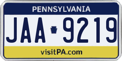 PA license plate JAA9219