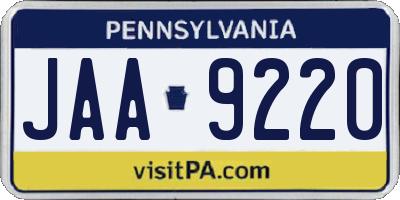 PA license plate JAA9220