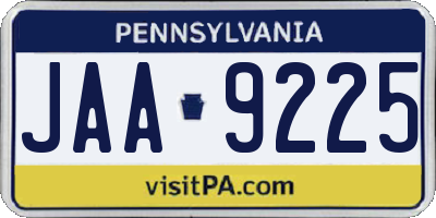 PA license plate JAA9225