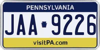 PA license plate JAA9226