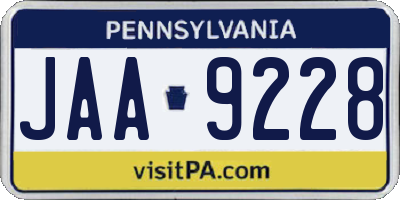 PA license plate JAA9228