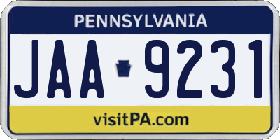 PA license plate JAA9231