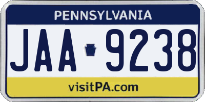 PA license plate JAA9238