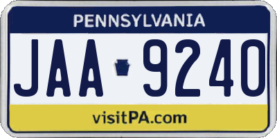 PA license plate JAA9240