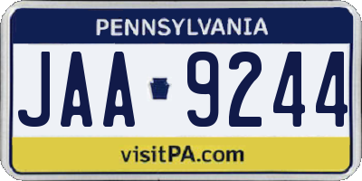 PA license plate JAA9244