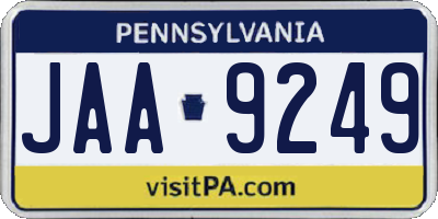 PA license plate JAA9249