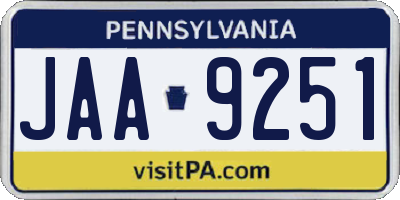 PA license plate JAA9251