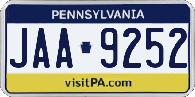 PA license plate JAA9252