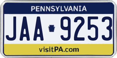 PA license plate JAA9253