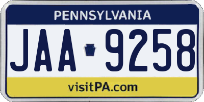 PA license plate JAA9258