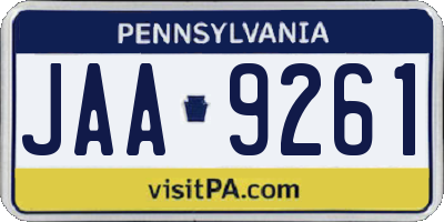 PA license plate JAA9261