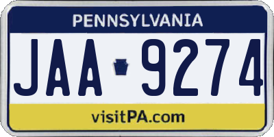 PA license plate JAA9274