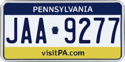 PA license plate JAA9277