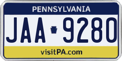 PA license plate JAA9280