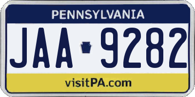 PA license plate JAA9282