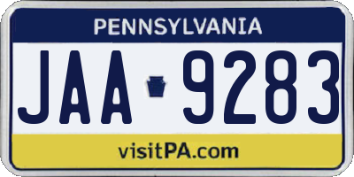 PA license plate JAA9283