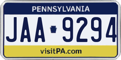 PA license plate JAA9294