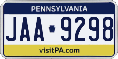 PA license plate JAA9298