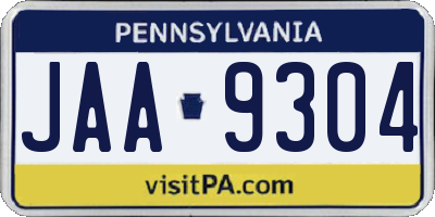 PA license plate JAA9304