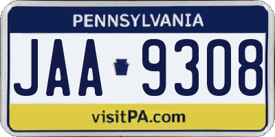 PA license plate JAA9308