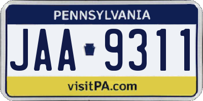 PA license plate JAA9311