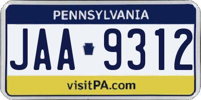 PA license plate JAA9312