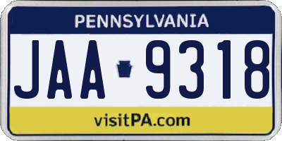 PA license plate JAA9318