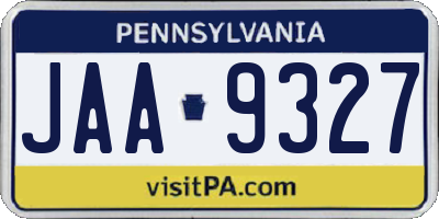 PA license plate JAA9327