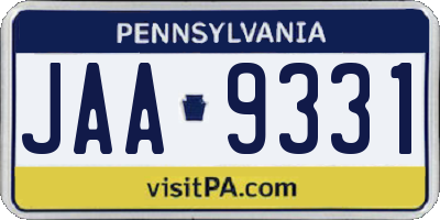 PA license plate JAA9331