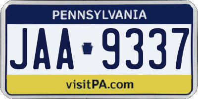 PA license plate JAA9337