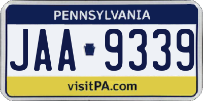 PA license plate JAA9339