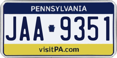 PA license plate JAA9351