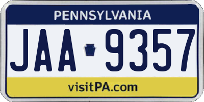 PA license plate JAA9357