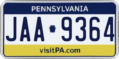 PA license plate JAA9364