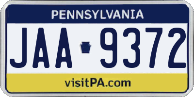 PA license plate JAA9372