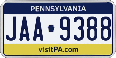 PA license plate JAA9388