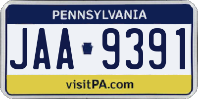 PA license plate JAA9391