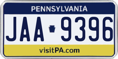 PA license plate JAA9396