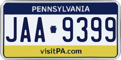 PA license plate JAA9399