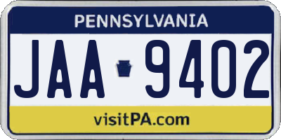 PA license plate JAA9402