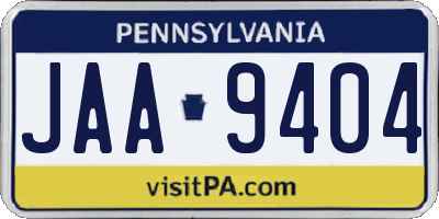 PA license plate JAA9404