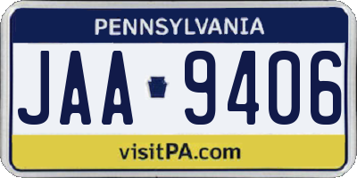 PA license plate JAA9406