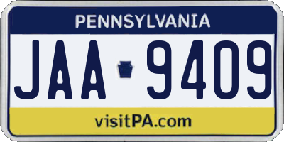 PA license plate JAA9409