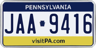 PA license plate JAA9416